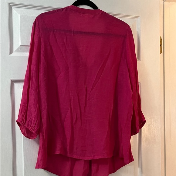 dressbarn Vibrant Pink Button-Down Blouse - Picture 6 of 6